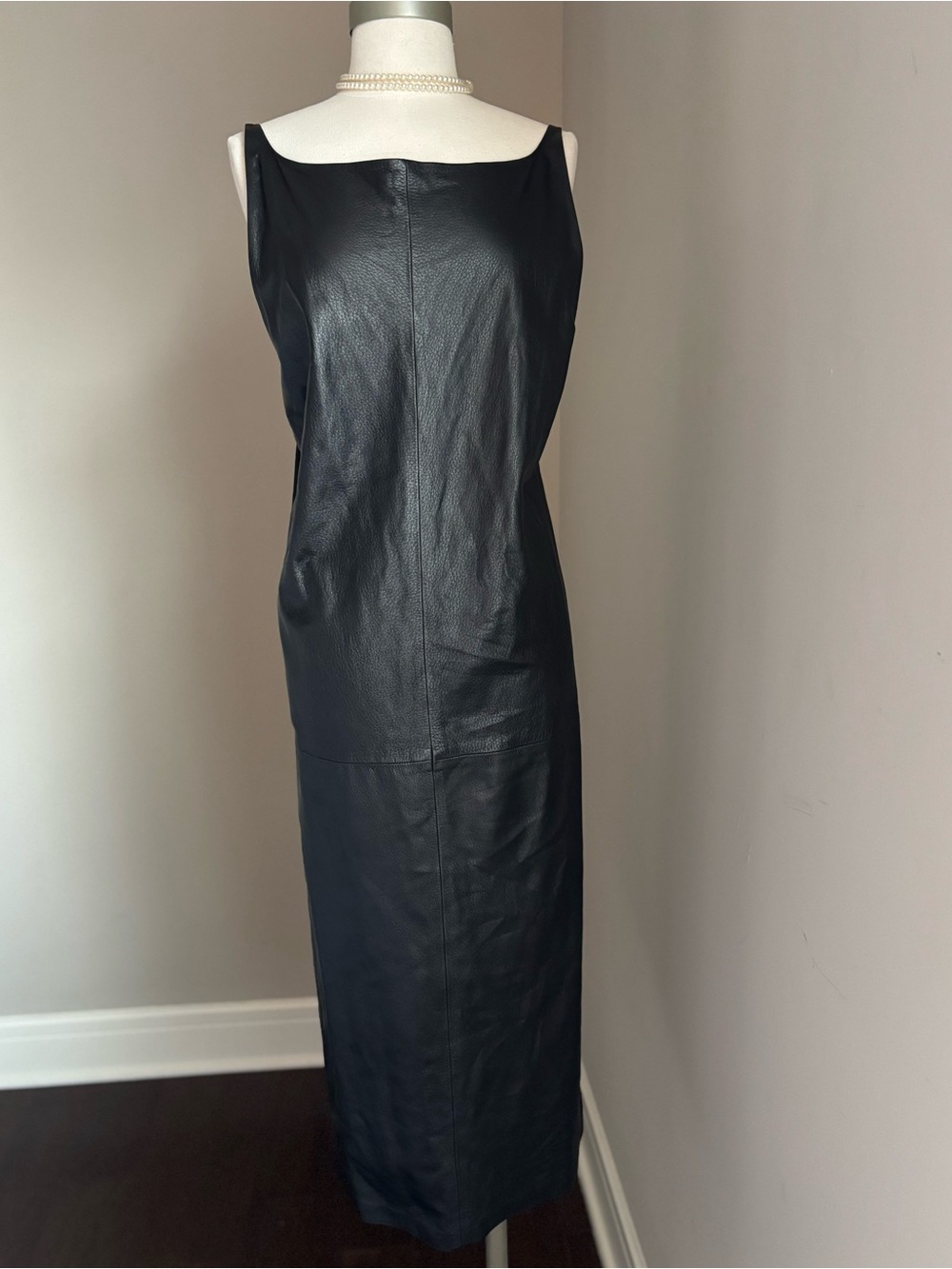 Bottega Veneta Black Leather Midi Length Dress Size US 12